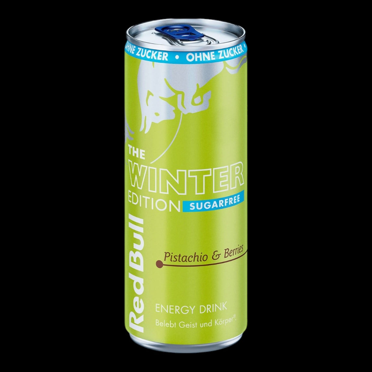 Red Bull Winter 26 Edition SUGARFREE Pistazie & Beeren Energy Drink Kiste 24 x 250 ml Schweiz – Detailansicht