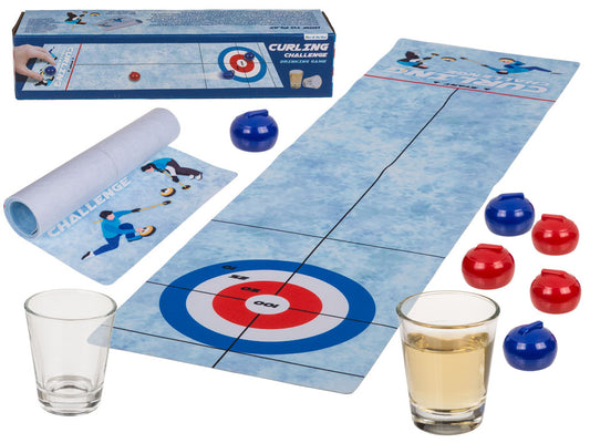 Trinkspiel-Tischcurling-Matte-120x30cm-6-Curlingsteine-2-Gl-ser-G-Box